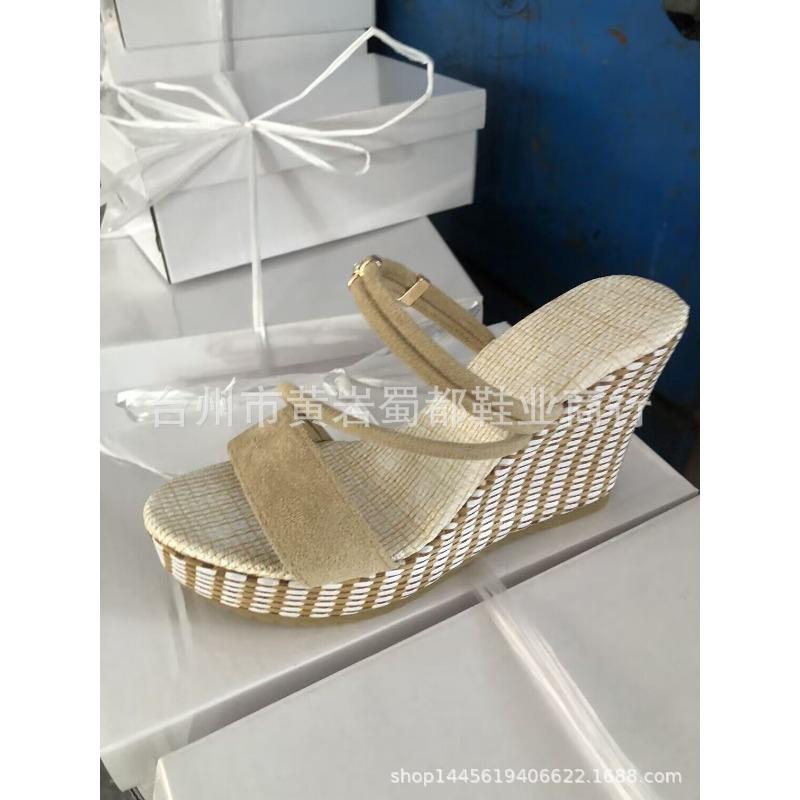 

Summer large size water platform slope heel two wear sandals women s muffin thick-soled thin strap open-toed high-heeled women s sandals 40 бежевый