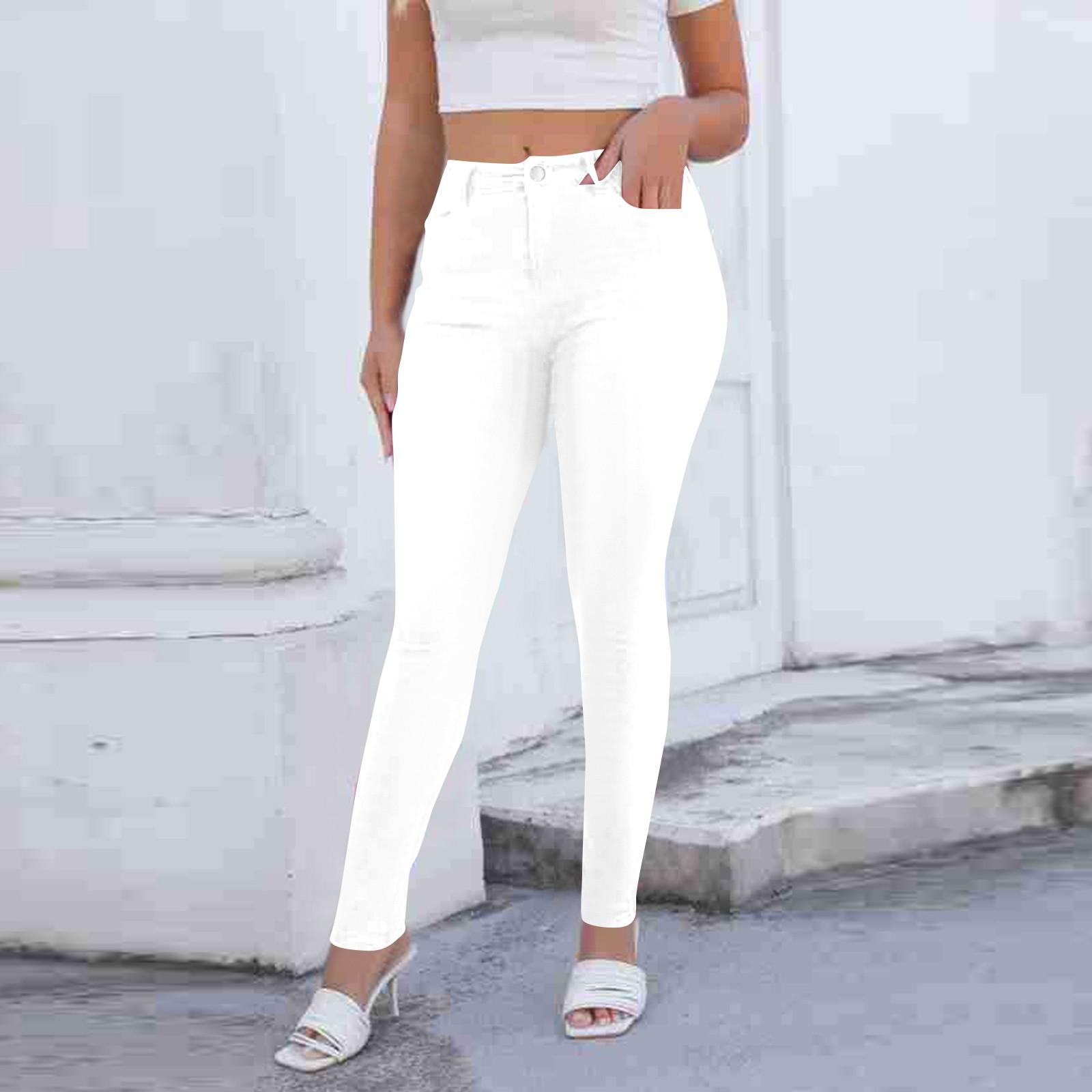 

Женские брюки с высокой талией для поездок на работу, брюки-карго, джинсовые брюки XL белый