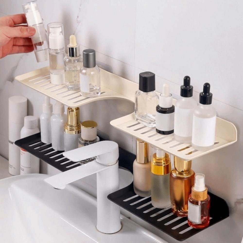 Plastic U Shaped Countertop Storage Rack Water Drainage Bathroom Storage Rack Sink Shelf Bathroom