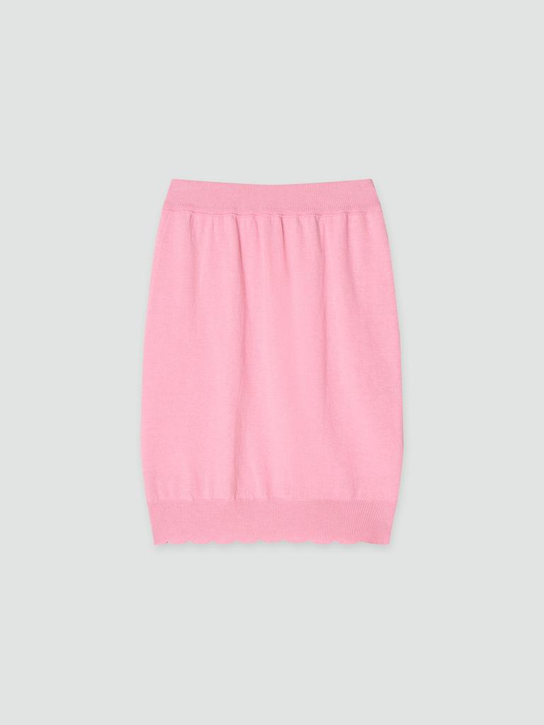 TINKNIT Frill Hem Cotton Knit Skirt_Pink