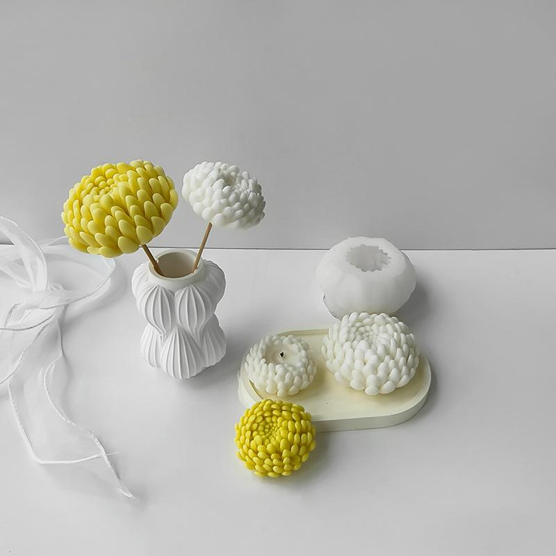 Moule Bougie Fleur de Chrysanthème en Silicone pour Diffuseur en Plâtre Fabrication de Savon Moule Flexible pour Artisanat Fait Maison et Décoration Intérieure
