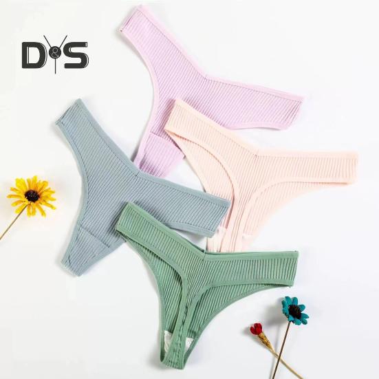 Women Thong Low-waist Seamless Solid Color Thread Good Breathability Elastic Quick-drying Sport Casual Briefs Panties Female Underpants