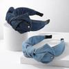 Light Luxury Denim Knotted Headband Anti-Slip Ins Bow Hairband Wide-Brimmed Simple Hair Hoop Women's Hair Accessories