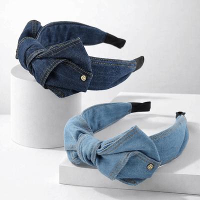 Leichter Luxus Denim Geknotetes Stirnband Anti-Rutsch Ins Schleife Haarband Breitrand Einfacher Haarreifen Damen Haaraccessoires