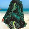 Fashionable Printed Drawstring Top Long Sleeve Mesh Cover Up And Bikinis 3 Piece Beach And Vacation Swimwear Set
