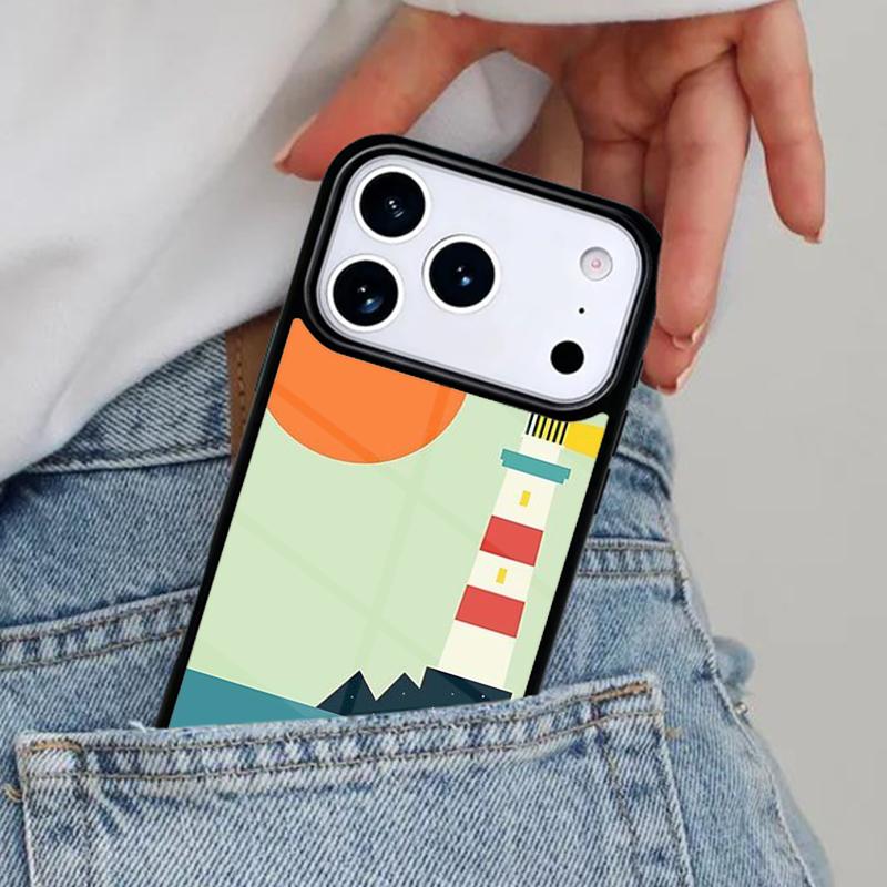 Abstract highway landscape lighthouse Phone Case for iPhone 16e 15 14 13 12 17 Pro Max Plus Air 17pro Cover Coque