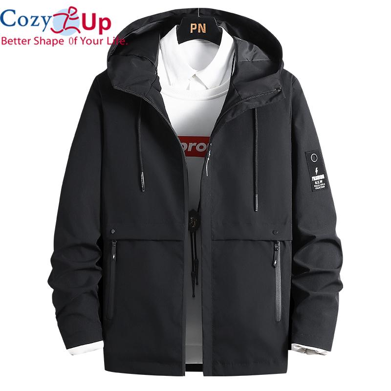 

Cozy Up Новая весна Осень Мода Куртка Мужчины Kroean Свободный Fit с капюшоном Молния Карманы Сплошной цвет Уличная одежда Ins Супер Огненные Джекты Мужчины