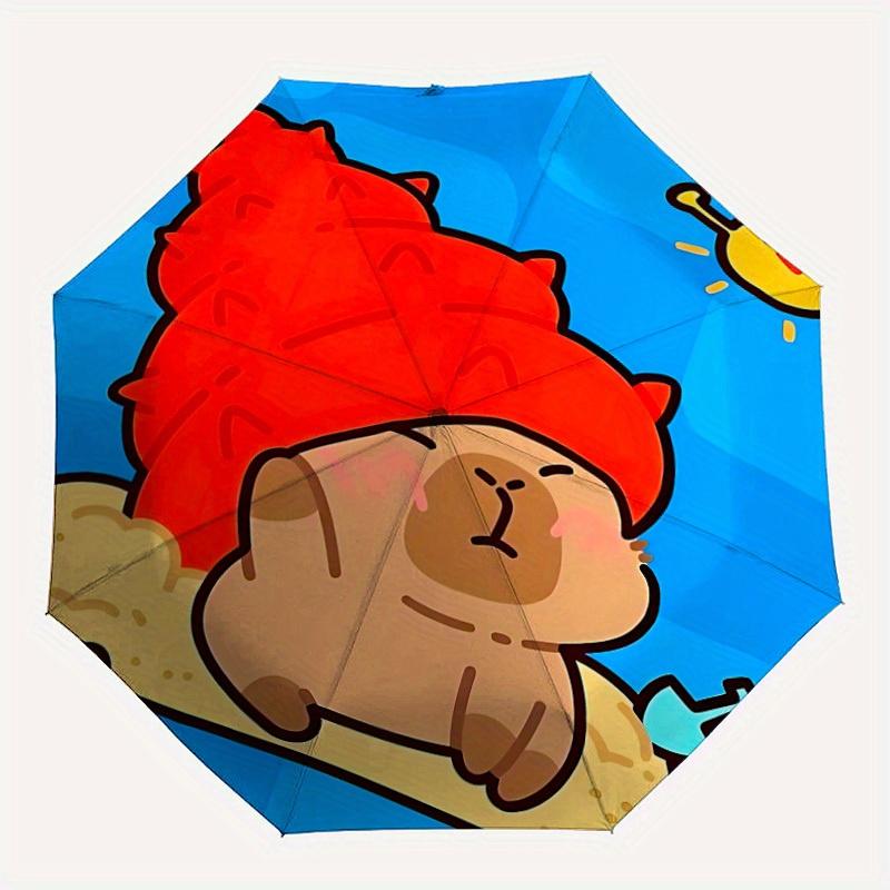 

1pc Capybara Automatic Open/Close Cute Umbrella - Compact Travel Umbrella, 8-Rib Heavy-Duty Construction, Ideal Gift, Outdoor Accessory, Sty