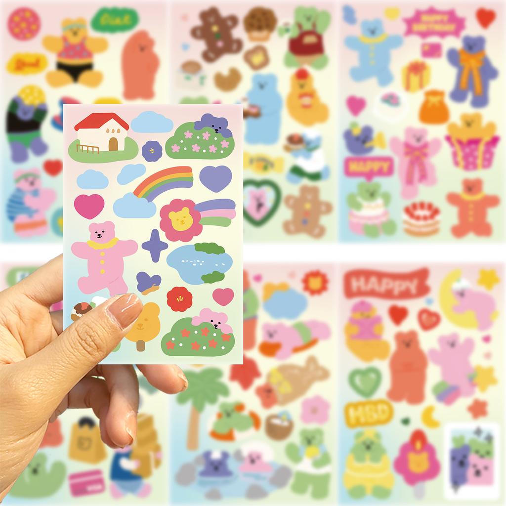 8 Cartoon Dailylike Bear Collage Hands-on DIY Handbook Mobile Phone Case Laptop Decoration Waterproof