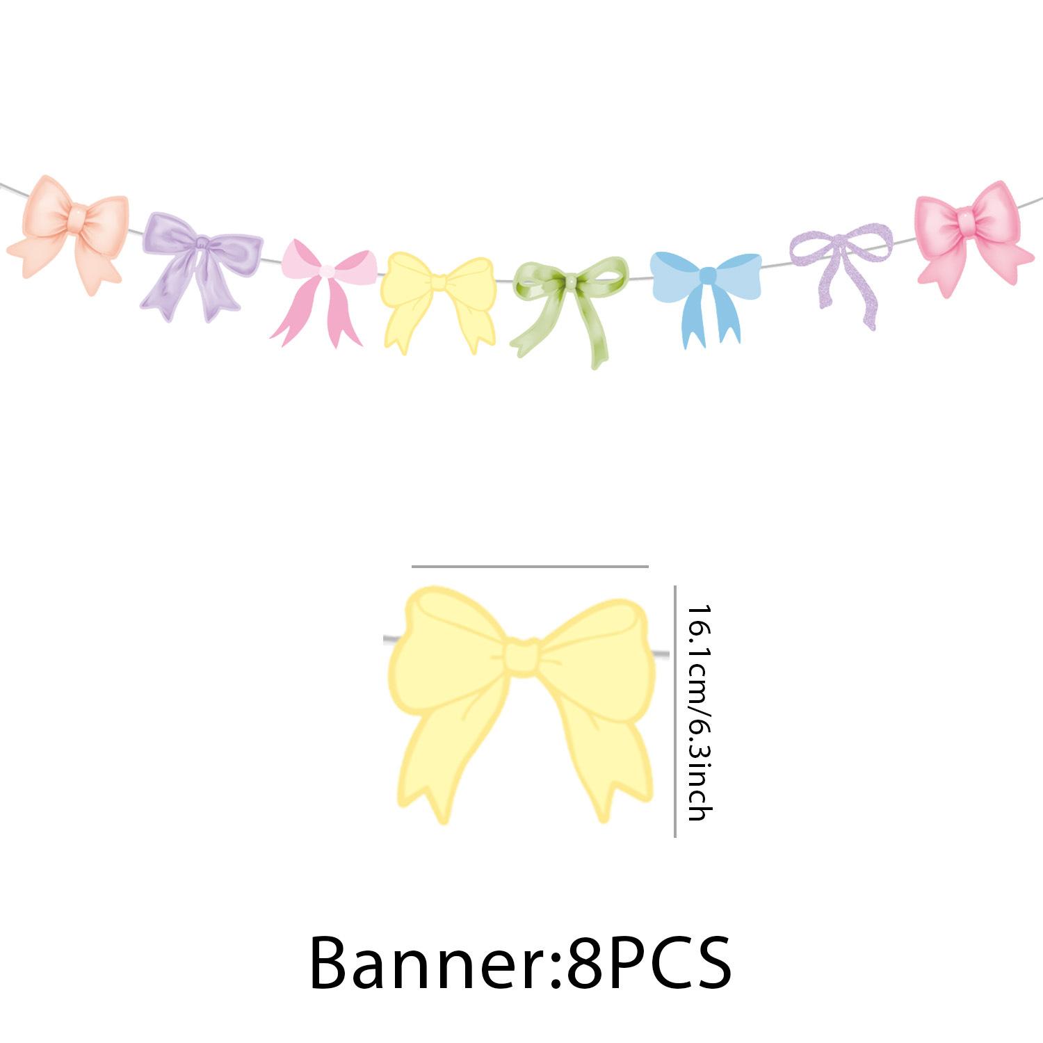 

Colored Bow Party Flag Decoration Package Banner Spiral Girl Birthday Party Supplies Color bow pulling flag