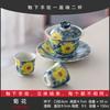 Guochao Hand-Painted Orchid Cover Bowl Two Cup Set Portable Cloth Bag Outdoor Tea Drinking High Value Light Luxury Travel Tea Set