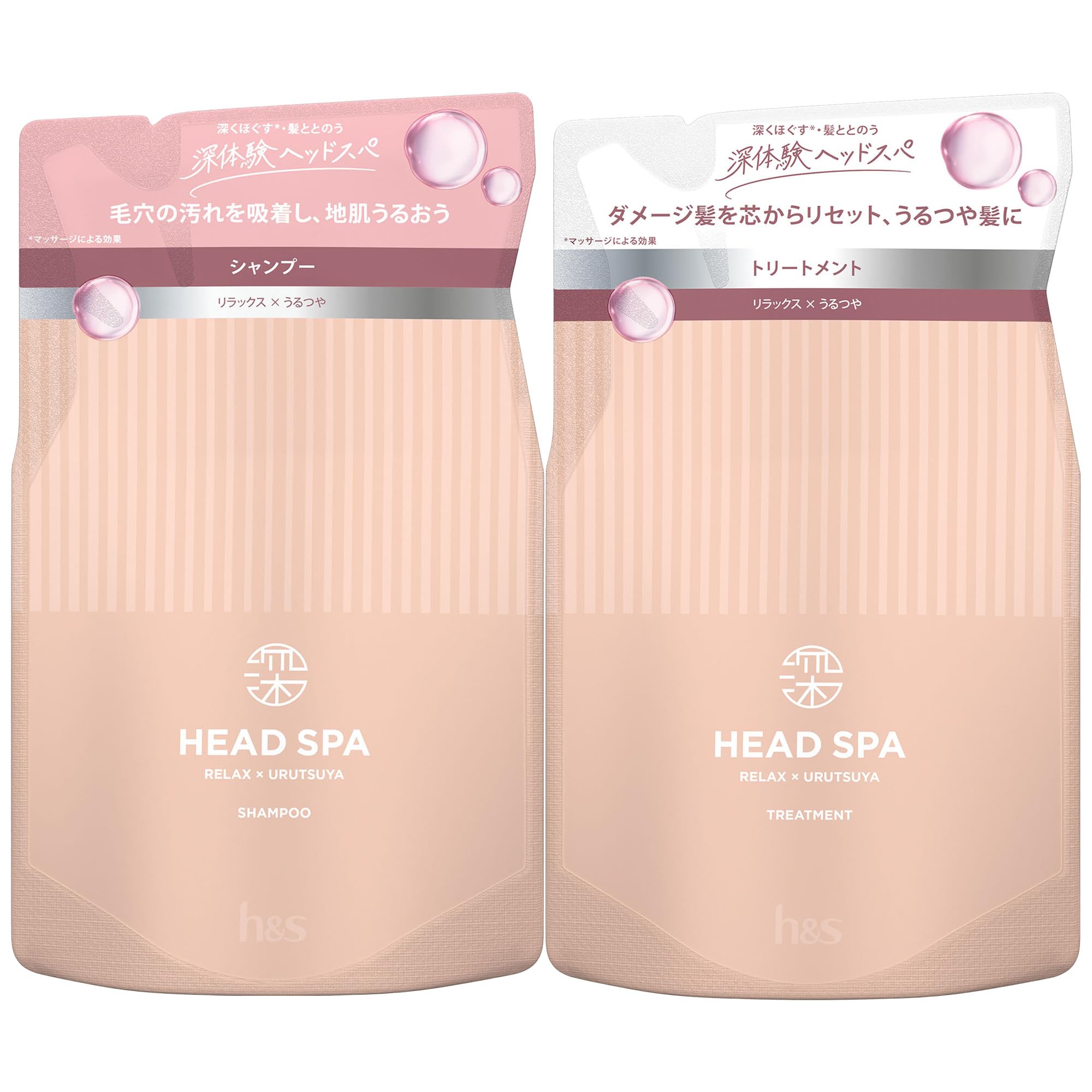 

Deep Head Spa Shampoo Treatment Refill Relax x Shine h&s & 350g+350g H&S [Set Purchase] розовый