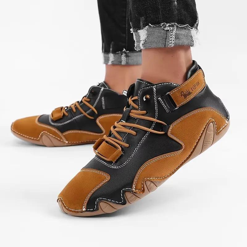 New 2025 Men's Retro Design Sports Shoes Men's Outdoor Casual Leather Breathable Comfortable Summer Hot Selling Flat Ankle Boots
