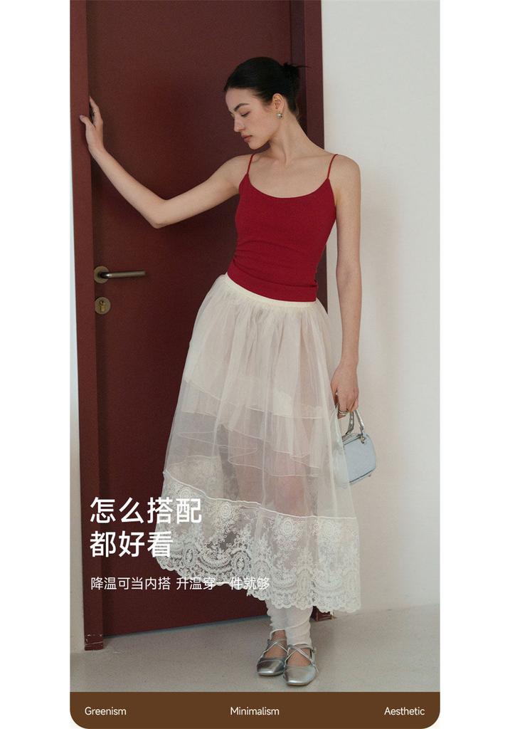 Spring and summer round neck basic design, threaded groove strip, high elasticity, slimming effect, no need to wear bra, camisole, vest