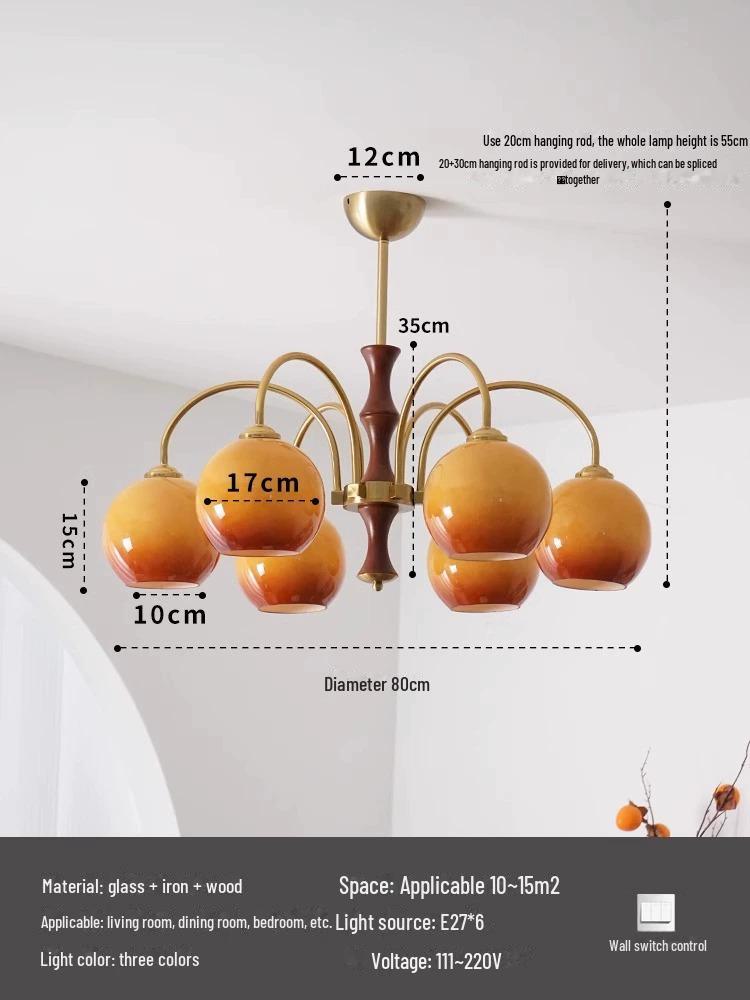Vintage Medieval Solid Wood Chandelier: Bauhaus Style for Living Room, Retro Restaurant, or High-End Persimmon Bedroom