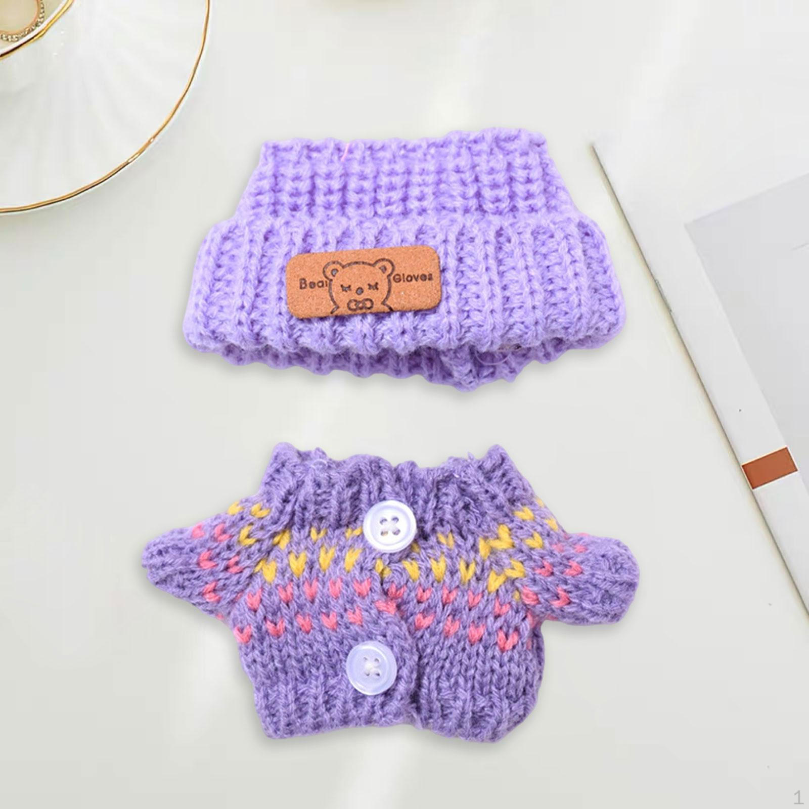 

17cm Doll Sweater and Hat Accessories Outfits Lovely Trendy Tops DIY Supplies for 15cm Pendant Blue and White