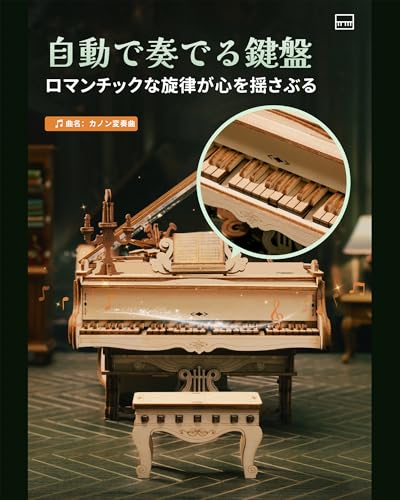 ROBOTIME 3D Wooden Puzzle Toy, DIY Music Box Model Kit, No Batteries Required, Automatic Playback, Mechanical Puzzle, Craft, Educational Toy for Boys,