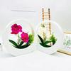Phalaenopsis Flor Simulada Vaso Pendente Decorativo em Forma de Lua Parede