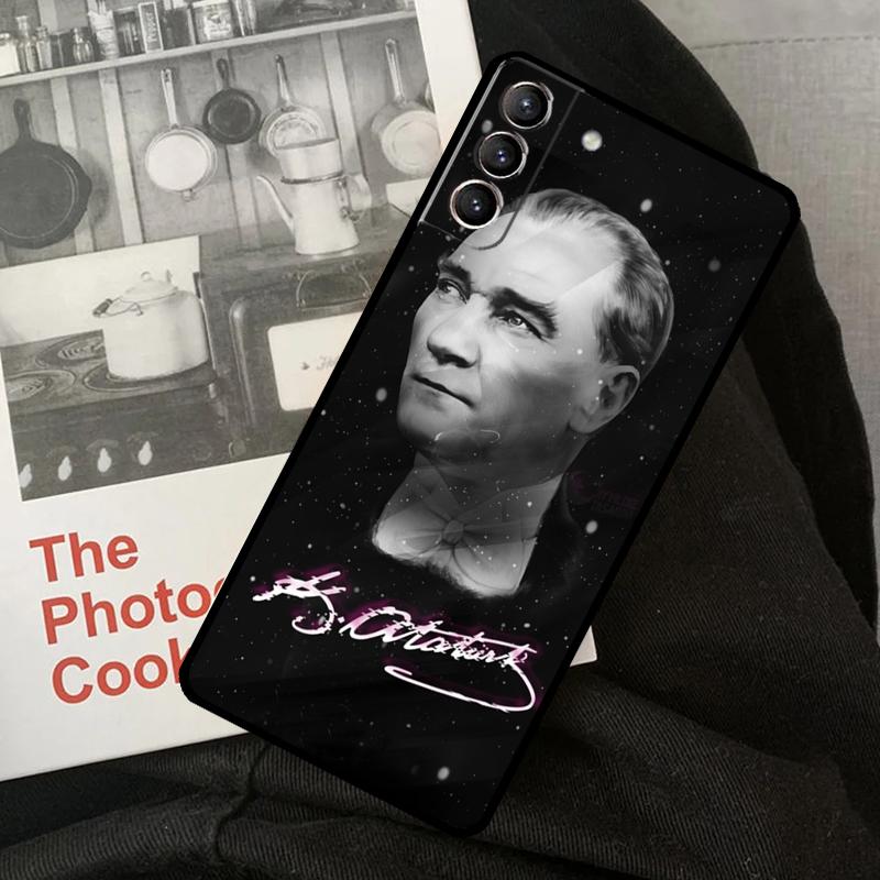 Coque de téléphone signature Mustafa Kemal Atatürk pour Samsung Galaxy S24 S22 S23 Ultra S20 S21 S24 FE S9 S10 Note 10 Plus 20 Ultra