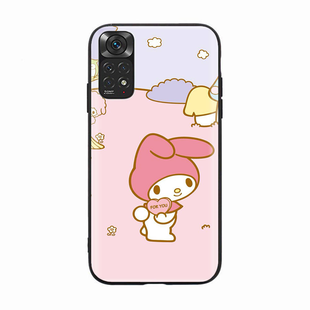 H-10 My Melody Black Sofe Case for iPhone 16 15 Plus 14 13 Mini 12 11 Pro 8 6 6S SE 5 XR XS Max Realme C30 C33 C32 9I VIVO V29 V27 V23 Y36