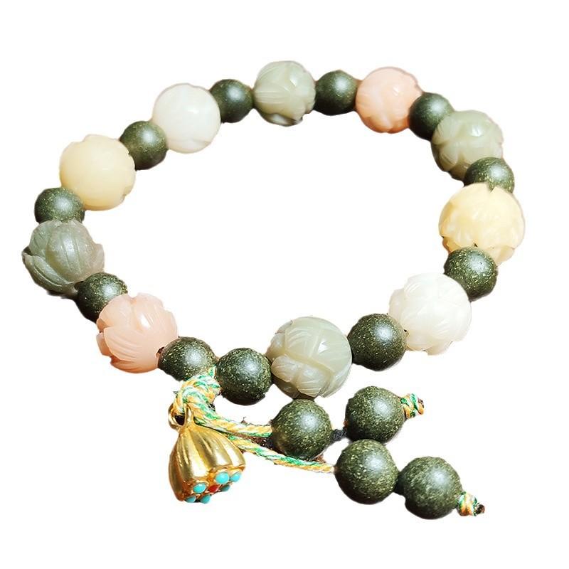 Lotus Bodhi Chinesisches Medizin Armband für Reichtum und Frieden, Mehrschatz für Freunde, Wohlhabend, Natürlicher Medizinischer Duft, Gemischter Duftperle
