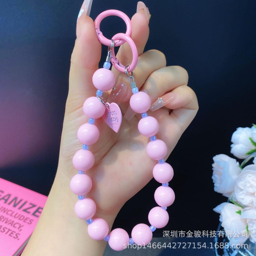 Neue Koreanische Version Ins Kreative Dopamin Handy-Hängekette Perlen-Herz-Handy-Riemen Acryl-Handy-Kette