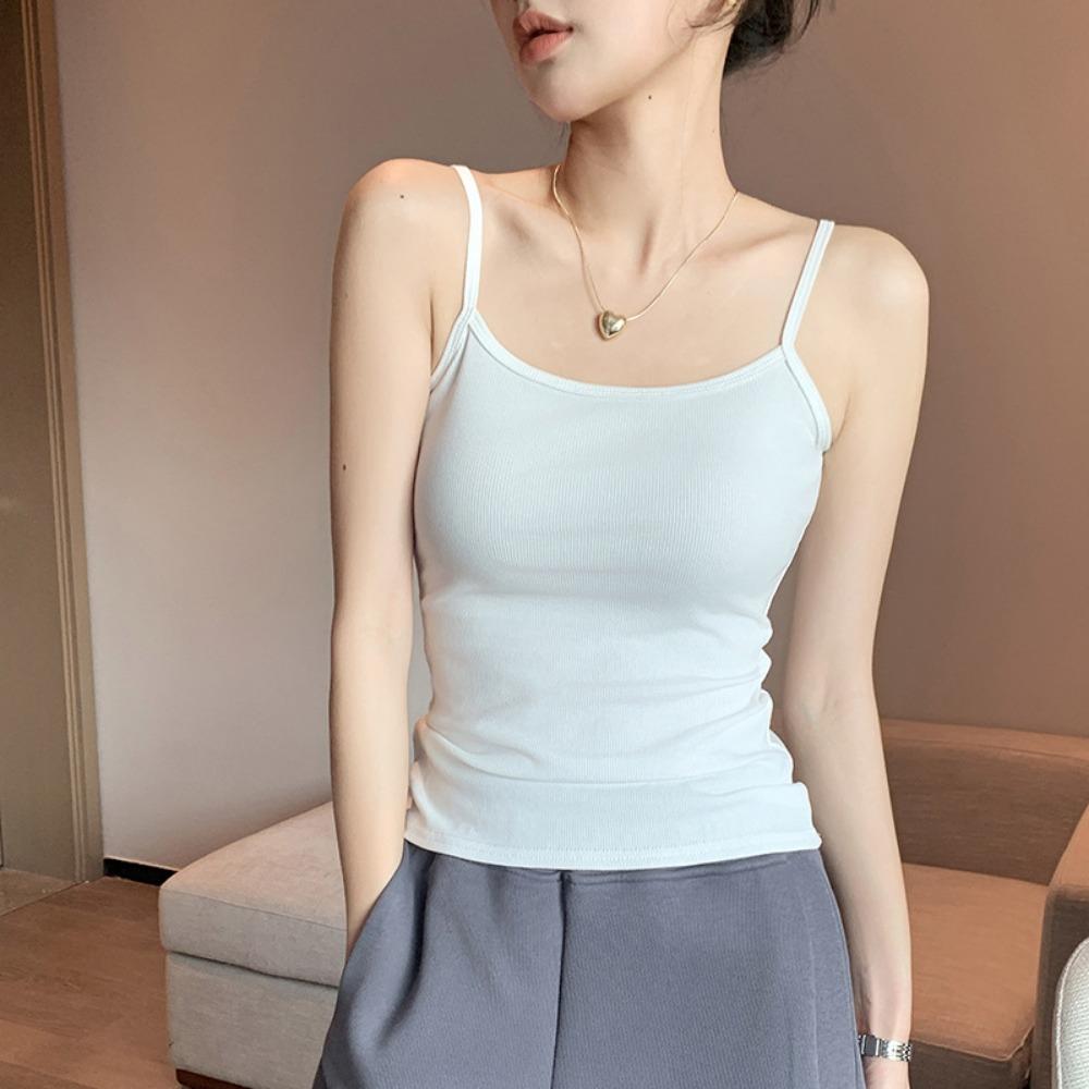 U Neck Knit Tank Top Straps Crop Tops Women Summer Camis Solid Color Yoga Camisole Fashion SportsTube Female Sleeveless Cropped Y2K Girl Clothes