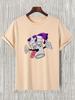 [Funny Cartoon Graphic Tee] Trendy Cartoon Graphic Print T-shirt - Men's Casual Funny Round Neck Tee For Summer