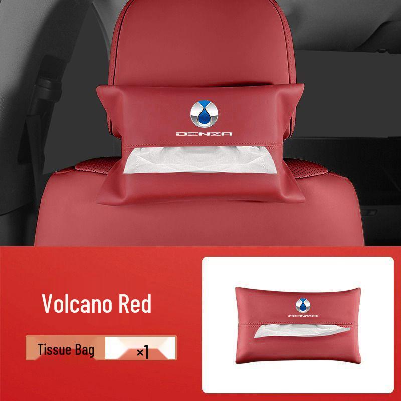 

Denza N9D9 Car Hanging Tissue Box: Leather Seat Back Cover & Tissue Holder. Denza Genuine Leather Tissue Bag [Volcano Red]