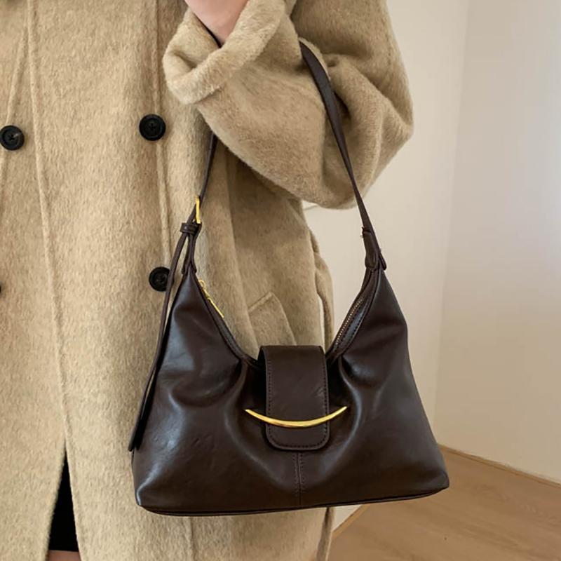 Vintage Underarm Bag for Women Minimalist Shoulder Crossbody Purse Fashion Handbag Sle Wrinkles High-End Feeling Shoulder Bag