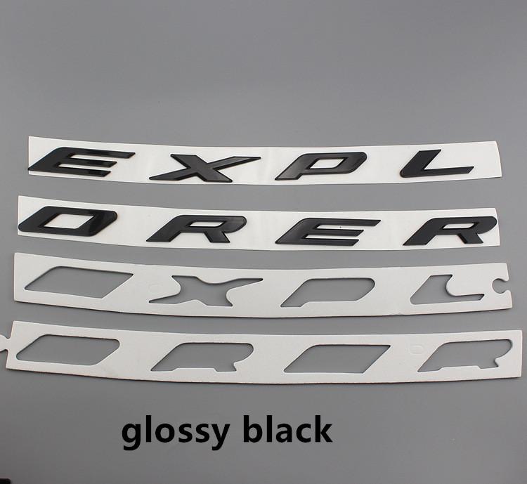 ABAX1 1X 3D ABS Chrome Black EXPLORER Letters Car Front Hood Emblem Badge Sticker for Explorer 2011-2019 Car Styling Accessories
