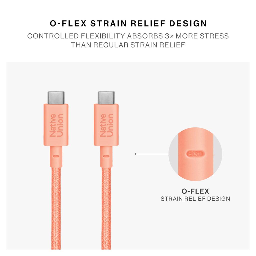 Native Union Belt Cable XL 100W To Super Strong Charging Cable with Cable Strap Compatible with iPhone MacBook Pro Air and Surface Go 3 Type-C - USB-C