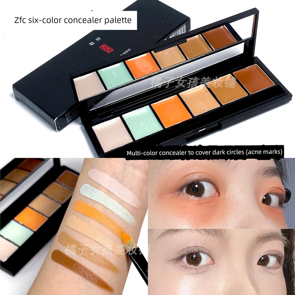 Zfc Meishi Six-Color Concealer Makeup Artist's Special Concealer for Dark Circles, Spots, and Acne Marks Multi-Color Concealer Palette