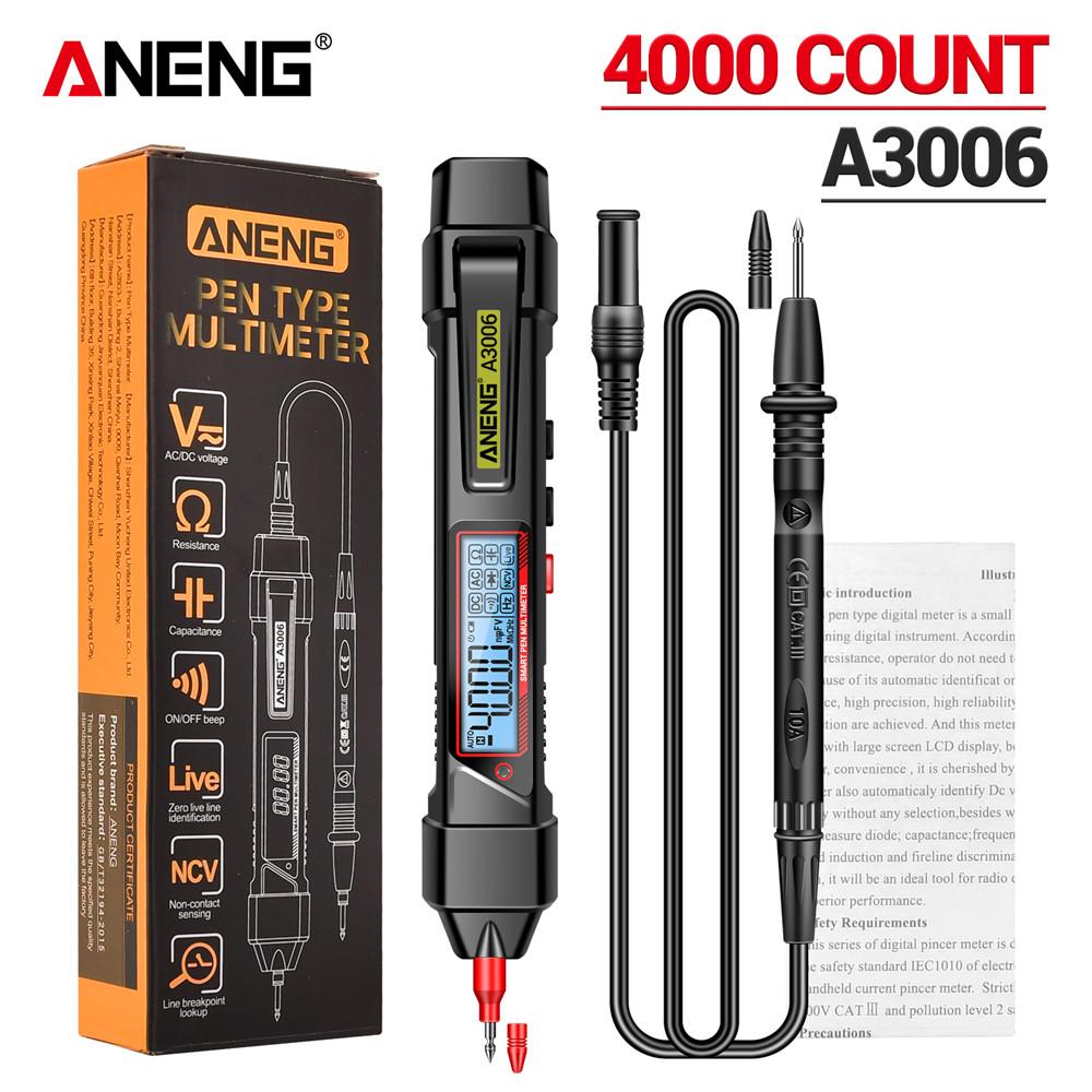 New ANENG A3006 Pen Multimeter Mini Digital 4000 Counts Professional AC/DC Voltage Ohm Diode Capacitance Resistance NCV Test Tool with Digital Display
