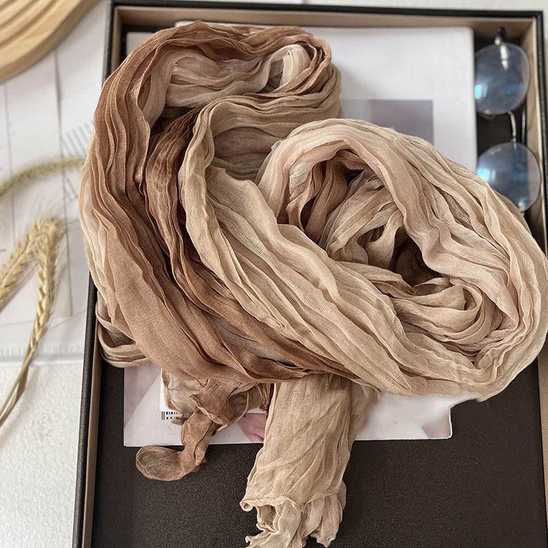 Damen Koreanischer Warmer Baumwoll-Leinen Farbverlauf Schal Herbst Winter Elegantes Vielseitiges Jacken-Nackentuch Langes Weiches Schal Modeartikel