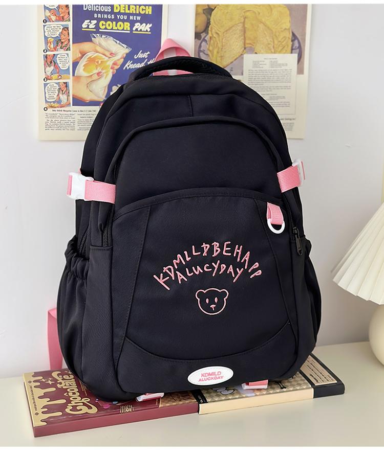 Junior High School Student Schoolbag Female Letter Backpack Commuter Solid Color Backpack