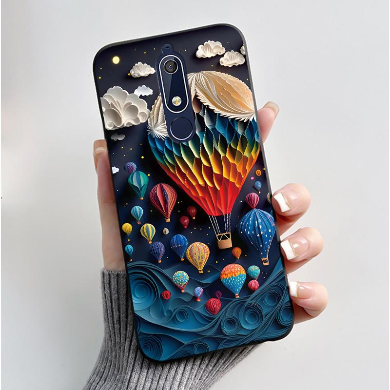 Soft TPU Casing Case For Nokia 5.1 Back Cover Nokia 5.1 Plus X5 Aesthetic Fashion Cute Cat Shockproof Black Silicone Phone Case