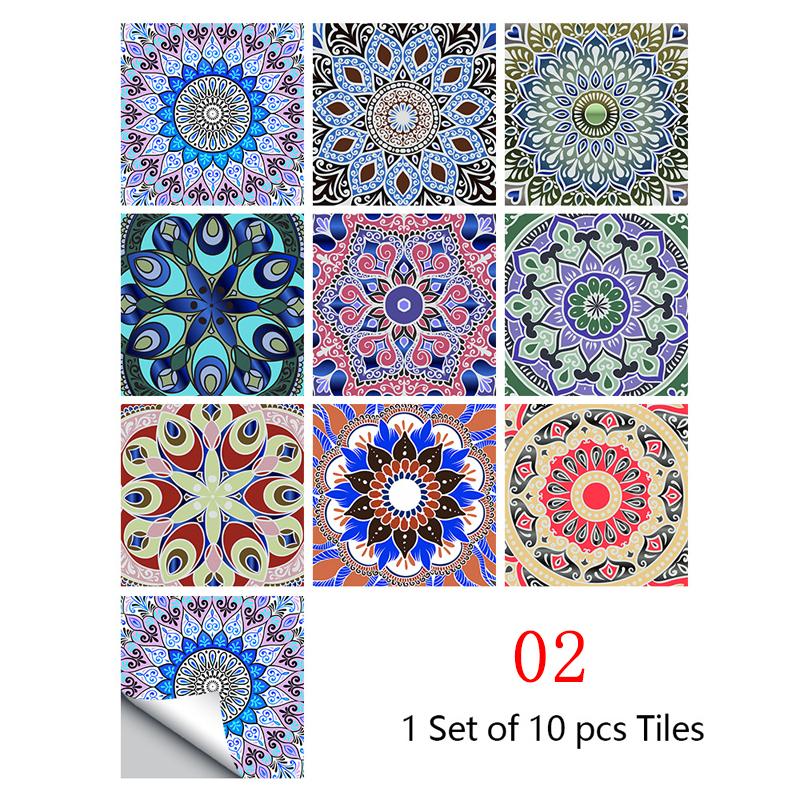 10 pezzi Adesivo da bagno Adesivo da parete Adesivo per piastrelle impermeabile Decalcomanie per piastrelle a forma di fiore Decorazione per la casa