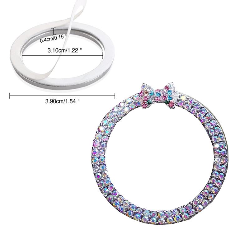 2pcs Hot Sales Rhinestone Car Start Button Decoration Circle Diamond Butterfly One Click Start Button Engine Start Stop Stickers