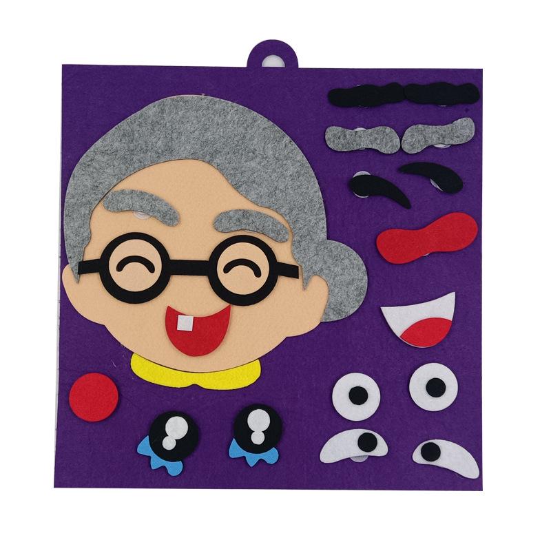 Kids' Expression Puzzle Felt Kit: Educational Facial Feature Stickers