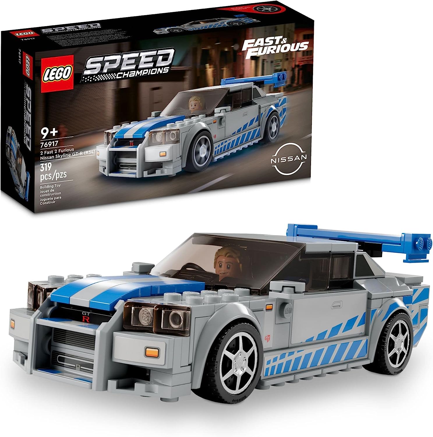 

LEGO Speed Champions 2 Fast 2 Furious Nissan Skyline GT-R (Р34) 76917 Набор для сборки игрушечной модели гоночного автомобиля, коллекционный с минифигуркой гонщика