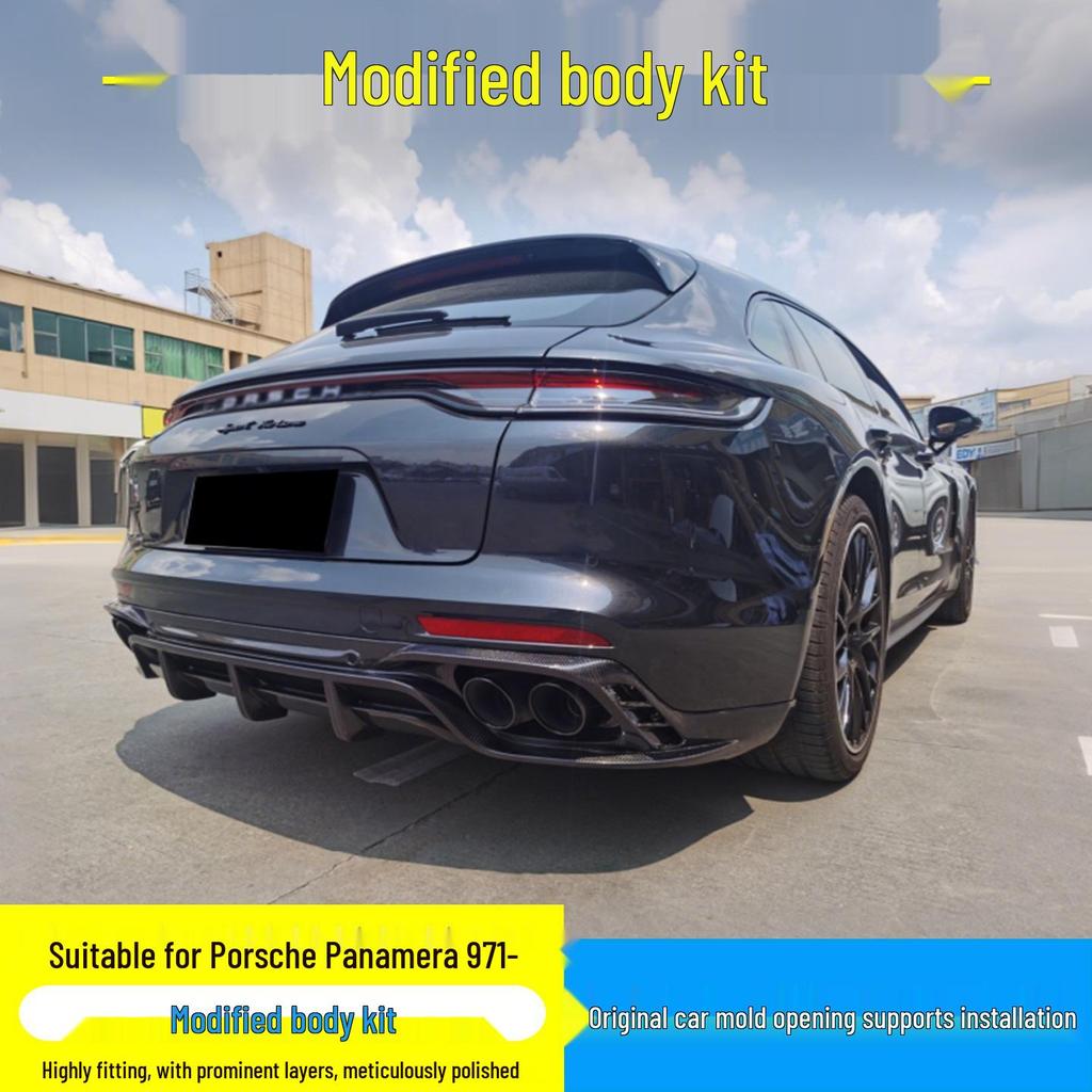 Compatible Porsche Panamera 971 Top Model Front Lip, Rear Spoiler, and Side Skirts Kit