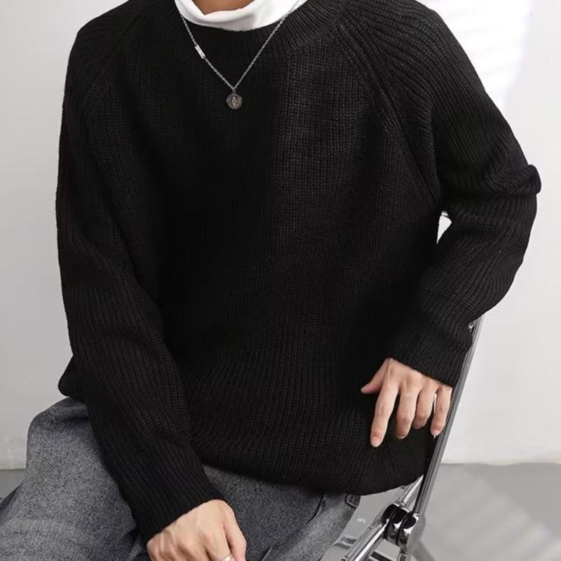 

Чоловічий в язаний пуловер вільного крою 2024 - Трендовий корейський стиль для осені та зими 2XL чорний