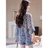 Summer New Seven Quarter Sleeve Lace Up Printed Top for Women Fashionable and Versatile Loose Fitting Shirt Small Top