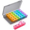 SUKUOS French Weekly Pill Organizer 7 Days 28 Compartments Multicolored with Box