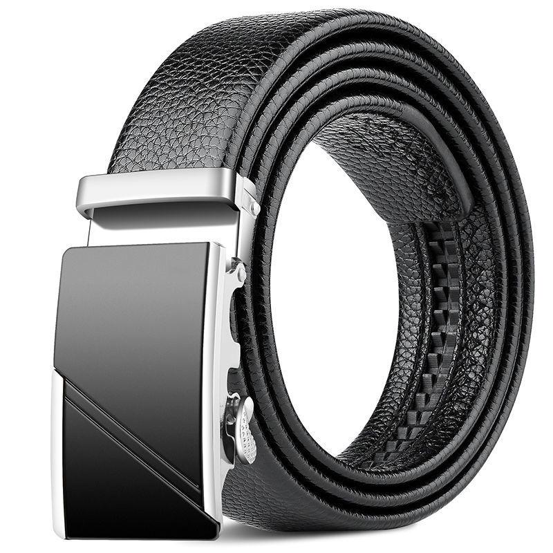 Men's Belt Genuine Leather Business Automatic Buckle Two-layer Cowhide Trendy Young Men's Trousers Belt