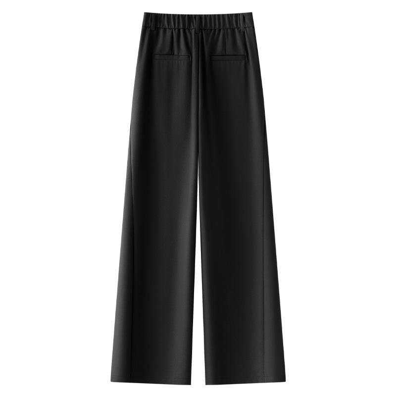 Women's Gray Wide-Leg High-Waisted Straight-Leg Pants for Spring/Autumn 2025