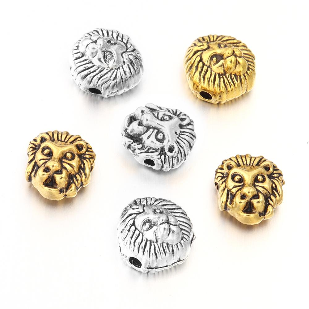 20pcs/lot Antique Lion Head Back Alloy Beads Charm Spacer Beads For Jewelry Making DIY Pendants Necklace Bracelets Accessories