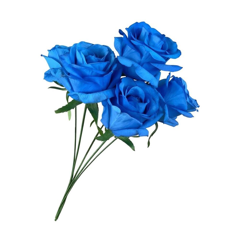 

New 5 Heads Rose Flower Bouquet DIY Beauty Silk Fake Flower Silk Home Decor Bunch for Wedding and Festival Decoration сапфірове скло синього кольору кольору