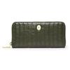 Luciano Valentino Women's Long Wallet, Large Capacity, Round Zipper, Quilted, Striped, High-Quality, Elegant (Green)